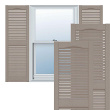 Ekena Millwork Lifetime Vinyl LL1S12X03100CL Standard Cathedral Top Center Mullion Open Louver Vinyl Shutters w/Installation Shutter-Lok's & Matchin