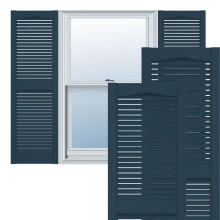 Ekena Millwork Lifetime Vinyl LL1S14X03100CB Standard Cathedral Top Center Mullion Open Louver Vinyl Shutters w/Installation Shutter-Lok's & Matchin