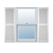Ekena Millwork Lifetime Vinyl LL1S14X03100WH Standard Cathedral Top Center Mullion Open Louver Vinyl Shutters w/Installation Shutter-Lok's & Matchin