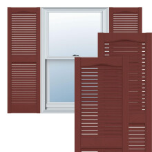 Ekena Millwork Lifetime Vinyl LL1S14X03100RD Standard Cathedral Top Center Mullion Open Louver Vinyl Shutters w/Installation Shutter-Lok's & Matchin