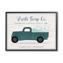 Stupell Industries Fresh Soap Co. Vintage Green Truck Bath Bubbles Designed by Natalie Carpentieri Black Framed Wall Art 30 x 24 Off- White