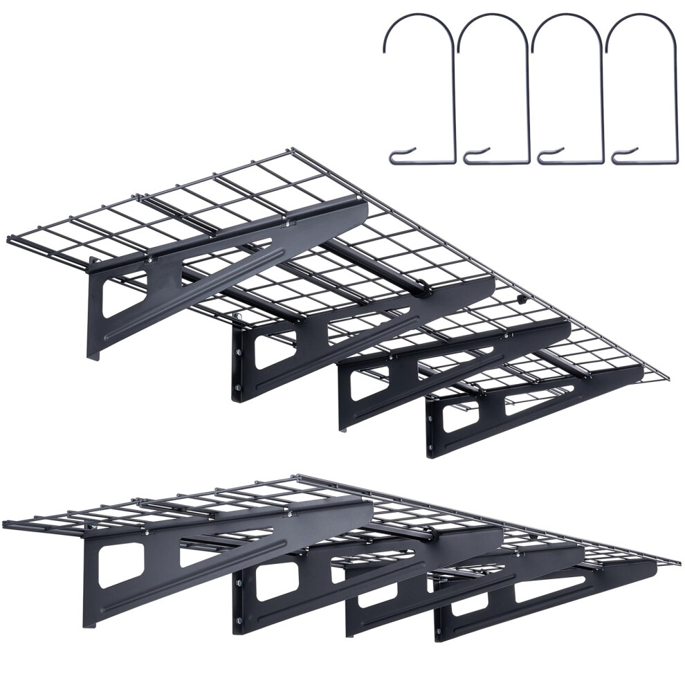 VEVOR 2 x 6 ft Wall Mounted Heavy Duty Shelves (2 Pack  1000lbs Capacity)  Floating Shelves for Shop  Shed  Garage Storage