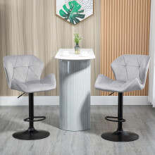 HOMCOM Set of 2 Luxurious Velvet-Touch Bar Stools with Metal Frame & Footrest Grey 835-355V71GY