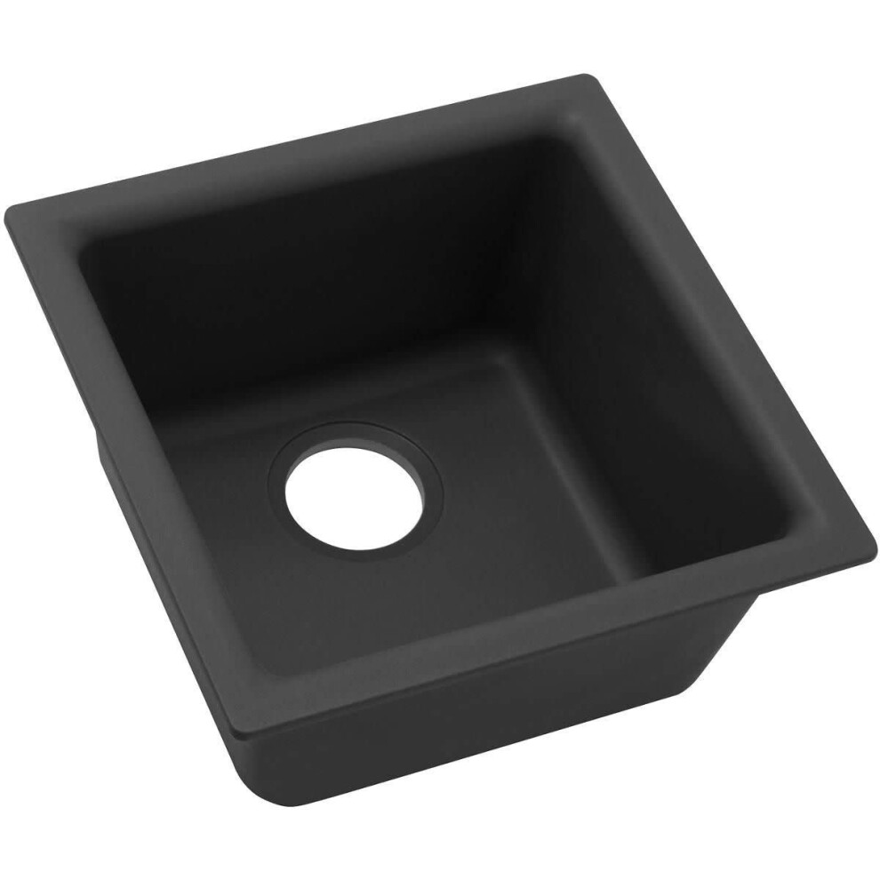 Photos - Kitchen Sink Elkay Quartz Classic 15-3/4"""" x 15-3/4"""" x 7-11/16"""" Single Bowl Dual Mount Bar Sink Black Black ELG1616BK0 
