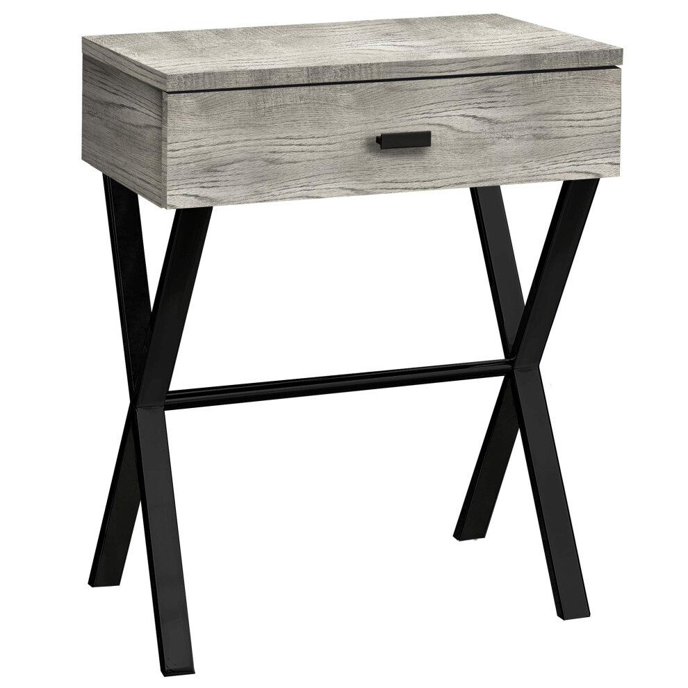 Monarch Specialties TABLE - 24 H / BOIS R   CUP   R    GRIS / M   TAL NOIR TABLE D'APPOINT TABLE DE NUIT Gris