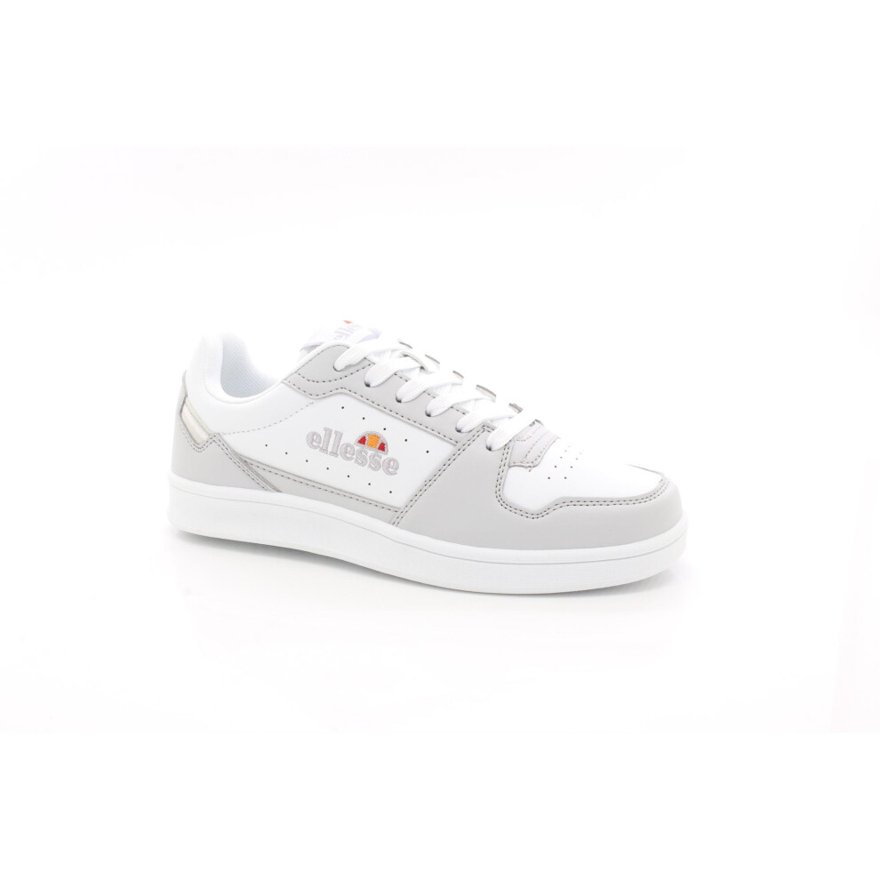 (UK Size 4, White/Grey) ellesse Ladies Nole Cupsole 1053 Classic Stylish Comfort Lace Up Sneaker Trainer