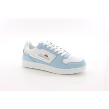 (UK Size 4, White/Sky Blue) ellesse Ladies Nole Cupsole 1053 Classic Stylish Comfort Lace Up Sneaker Trainer
