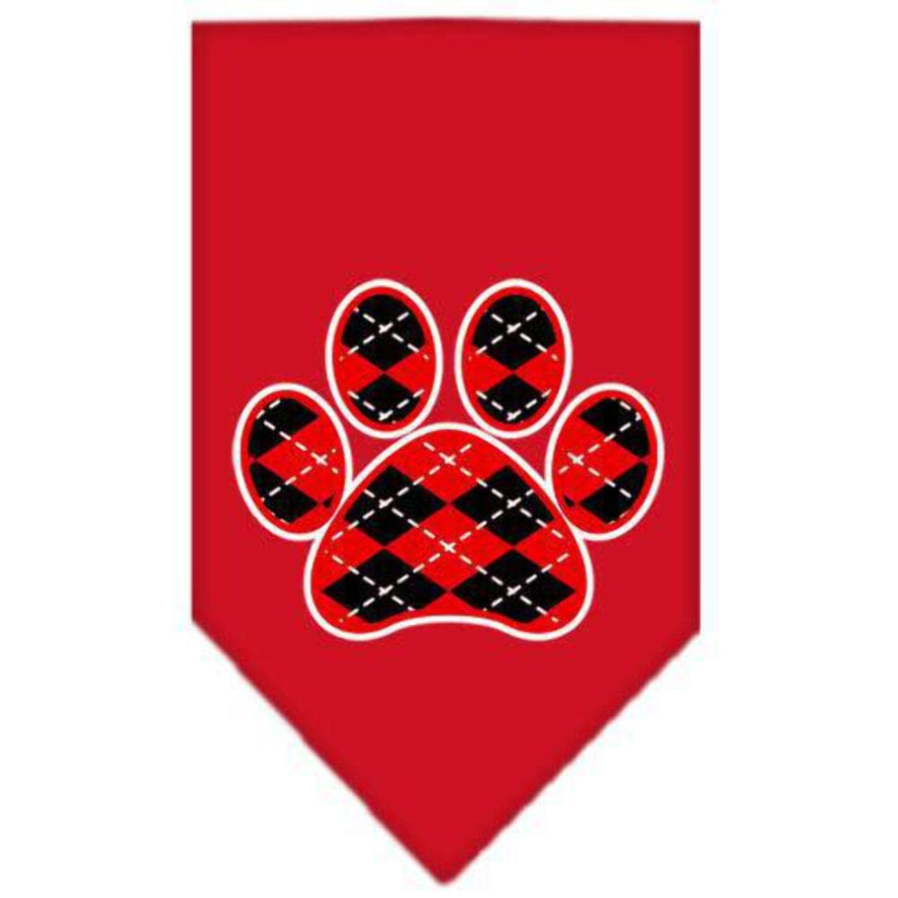 Argyle Paw Red Screen Print Bandana Red Large-image