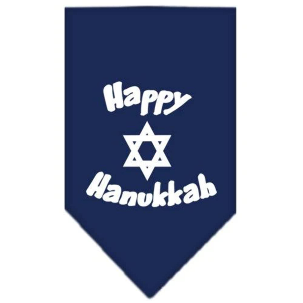 Happy Chanukkah Screen Print Bandana Blue Blue Small-image