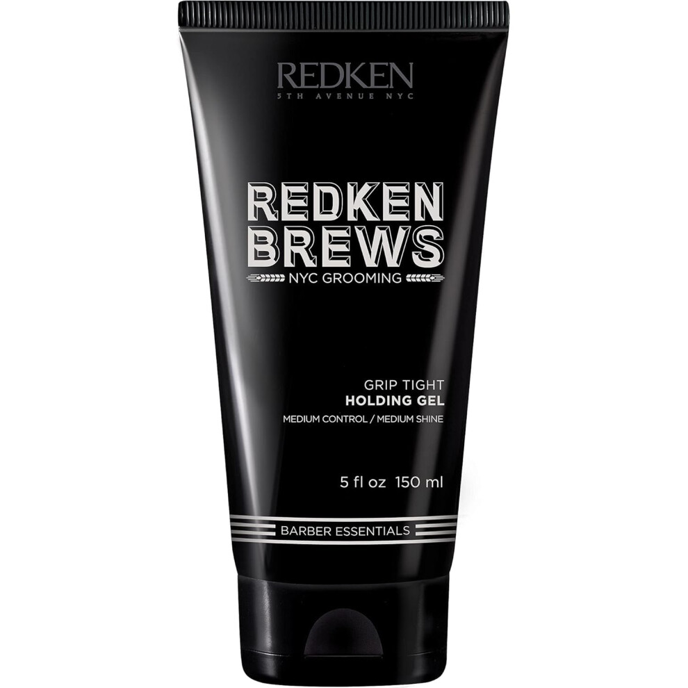 Redken Brews Holding Gel For Men  Medium Hold  Medium Shine  Flake-Free  Hair Gel 5 fl. oz