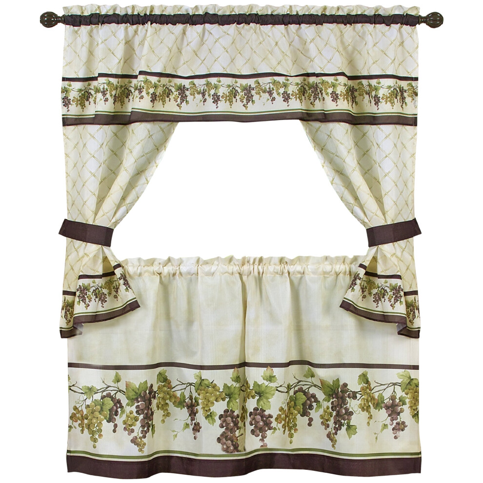 Tuscany Cottage Set - 57x36 Tier Pair/57x36 Tailored Topper with attached valance and tiebacks. - Multi-image-OPC-PGFT2PW-NEW
