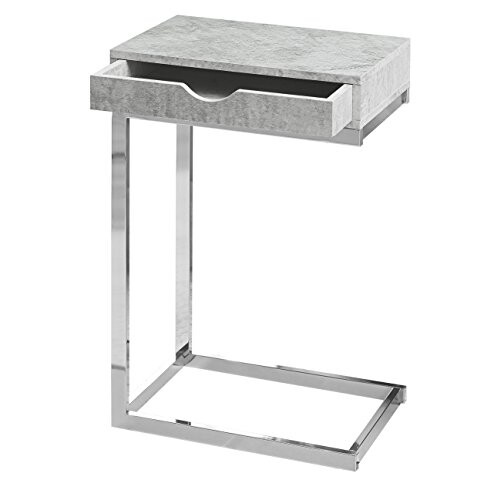 Monarch Specialties Accent Skuffe-Krom Metal Base Gr? Cement C-Table 1