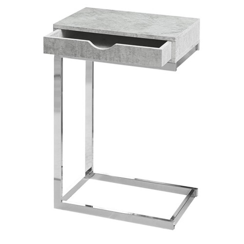 Monarch Specialties Accent Skuffe-Krom Metal Base Gr? Cement C-Table