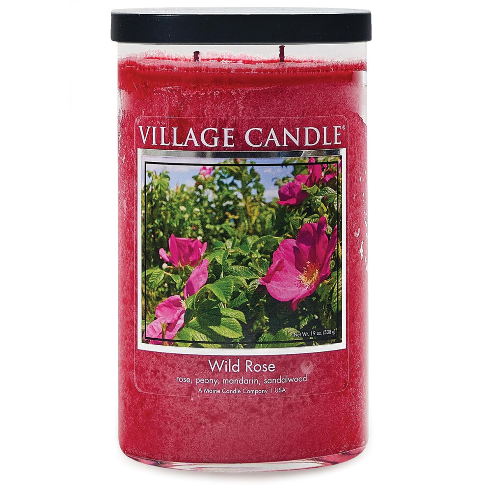Bougie parfum  e Village Candle Wild Rose, gobelet en verre de 68 cl, grande taille