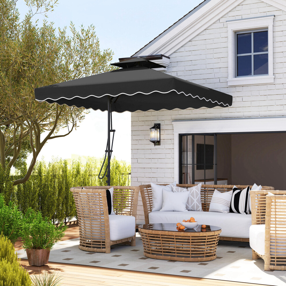 Outsunny 2.5m Cantilever Garden Parasol Umbrella with Cross Base, Black