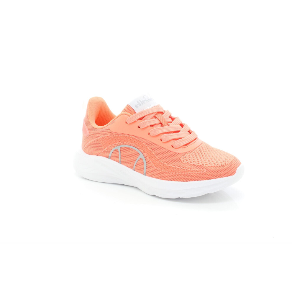 (UK Size 3, Salmon/White/Silver) ellesse Ladies Como Runner 1057 Sports Fitness Gym Running Lace Up Sneaker Trainers