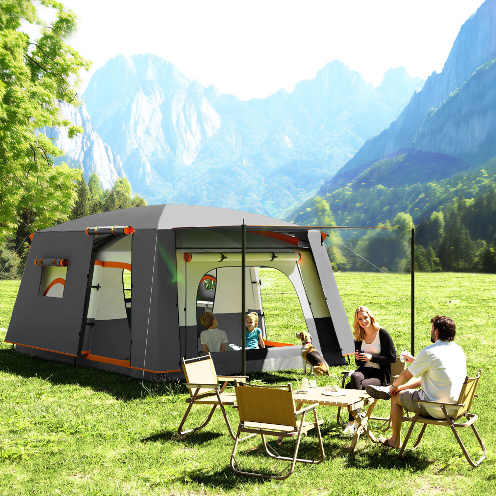 Outsunny 4-6 Man Camping Tent with 2 Bedroom, 3000mm Waterproof, Grey