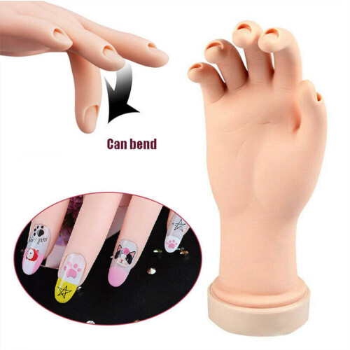 Practice Nail Art Trainer Training Faux Hand Model Gel False Tips Manicure Tools