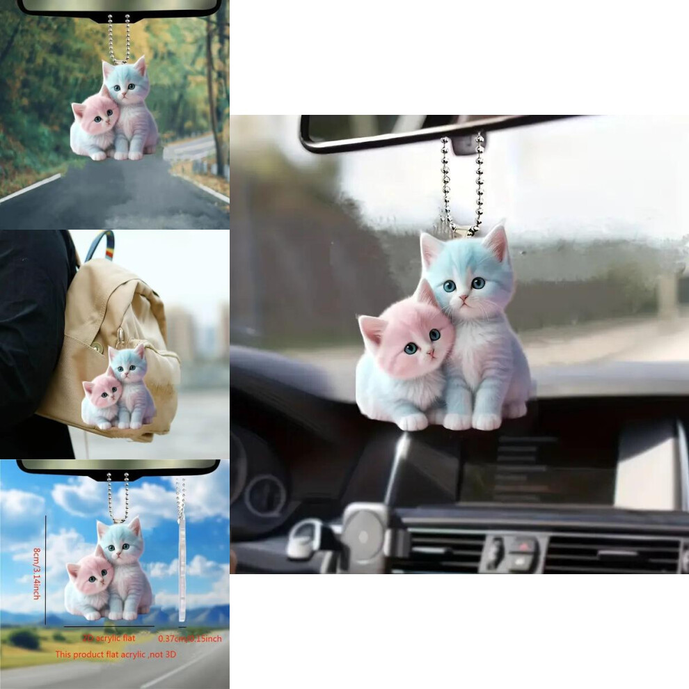 Charming Two Acrylic Cat Pendants For Unique Car Ornamentation-image-OPC-PGFVQSH-NEW