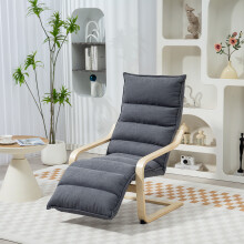 (Grey) HOMCOM Birch Wood Lounge Chair for Living Room, Bedroom