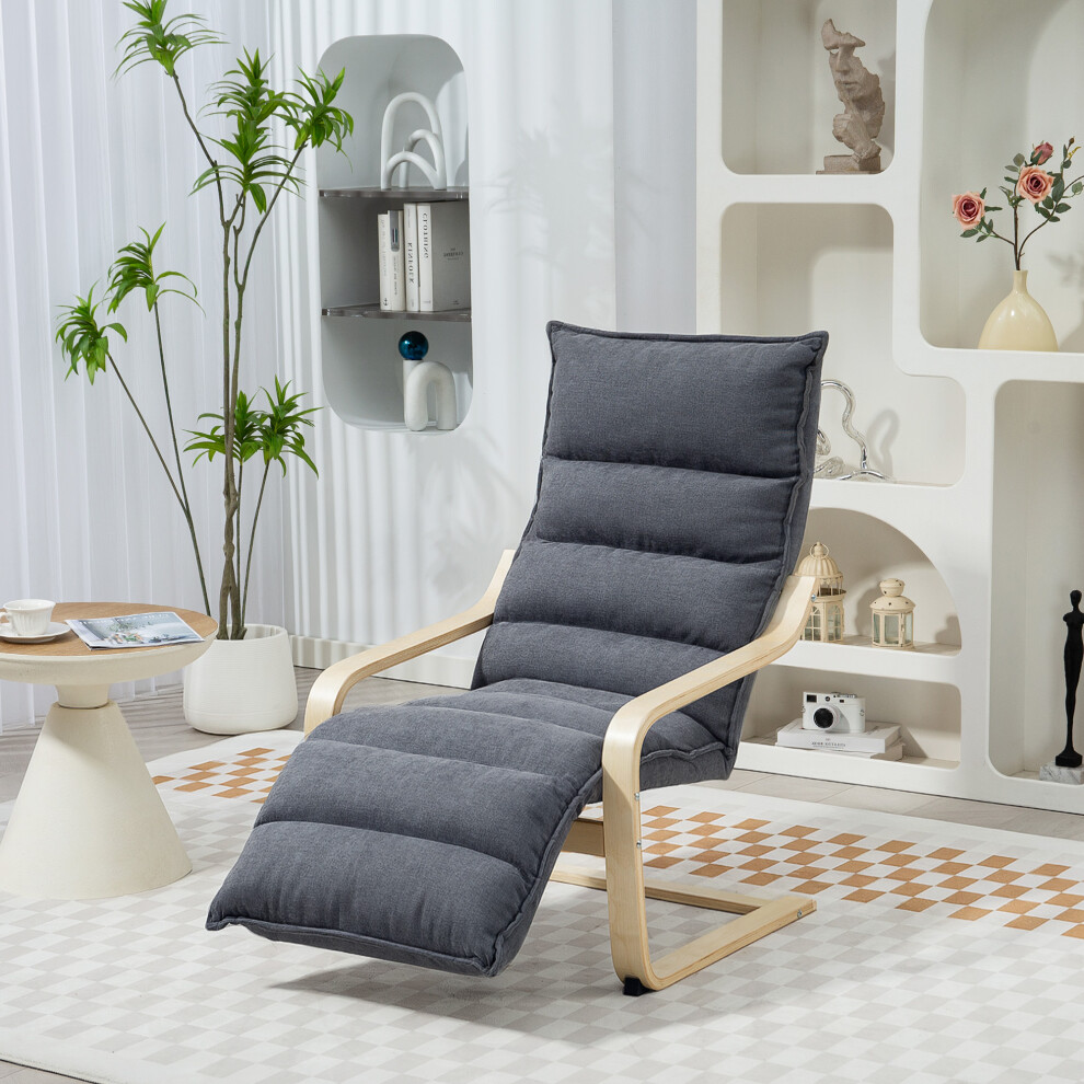 Homcom Grey (Grey) Birch Wood Lounge Chair For Living Room, Bedroom 12Cm