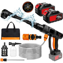 (Pressure Washer(2 Batteries)) Cordless Pressure Washer,21V 45 Bar/652 PSI Portable Pressure Washer with 3.0Ah Battery,6-in-1 Adjustable Nozzle,16.4FT Hose Pressure Cleaner