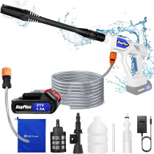 (30 Bar White Washer?1 Battery?) Cordless Pressure Washer,21V 45 Bar/652 PSI Portable Pressure Washer with 3.0Ah Battery,6-in-1 Adjustable Nozzle,16.4FT Hose Pressure Cleaner