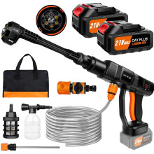 (Upgrade Pressure Washer(2 Batteries)) Cordless Pressure Washer,21V 45 Bar/652 PSI Portable Pressure Washer with 3.0Ah Battery,6-in-1 Adjustable Nozzle,16.4FT Hose Pressure Cleaner