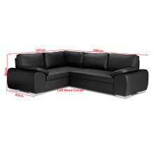 (Left Hand Corner, Black) ENZO CORNER SOFA BED WITH STOREGE FAUX LEATHER