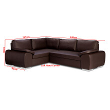 (Left Hand Corner, Brown) ENZO CORNER SOFA BED WITH STOREGE FAUX LEATHER
