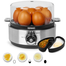 Duronic Electric Egg Boiler EB40 BK Steamer for Eggs Egg Boiler Machine Egg Poacher Machine for 7 Soft Medium Hard Boiled Eggs