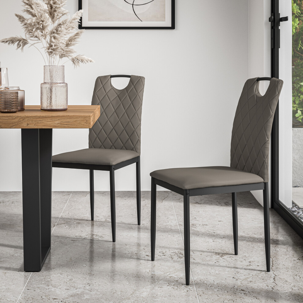 (Grey) Set Of 2 Monza Faux Leather Dining Chair Modern Padded Seat Metal Legs Kitchen-image-OPC-PGFWRNH-NEW