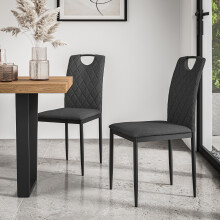 (Charcoal) Set Of 6 Monza Fabric Dining Chair Modern Padded Seat Metal Legs Kitchen