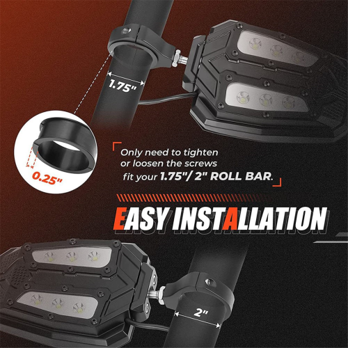 Espelho retrovisor ajustável para motocicleta ATV Luzes de 1,75 polegadas para Can AM 1