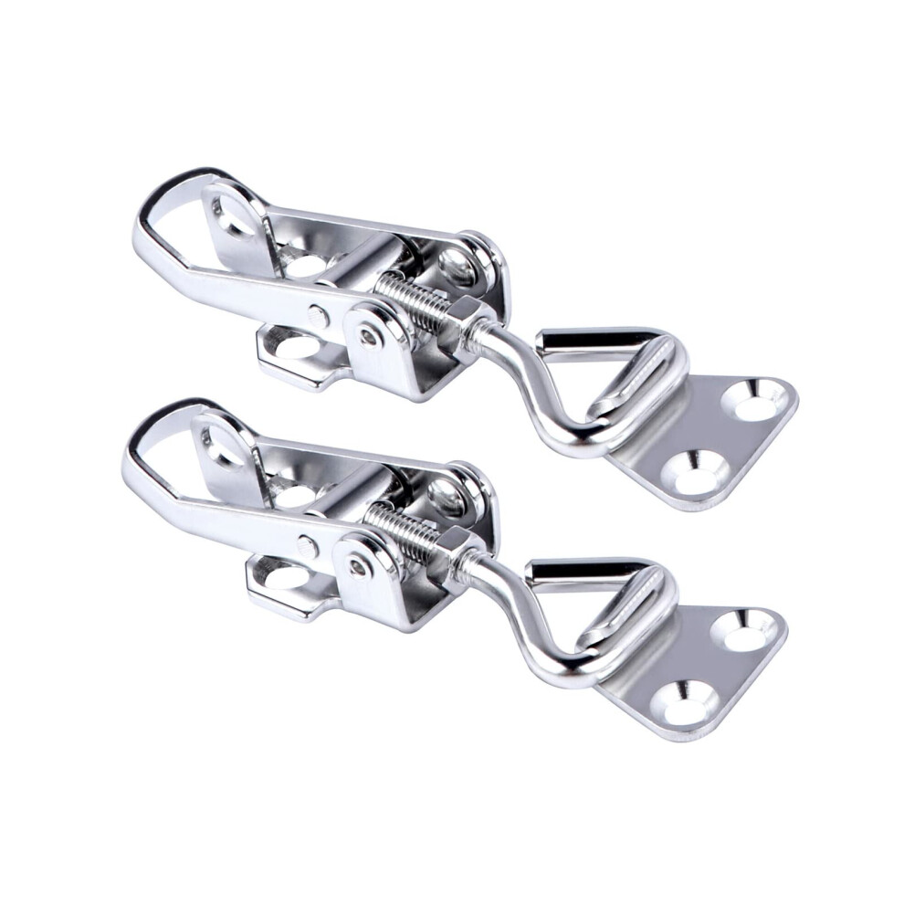 2Pcs 316 Stainless Steel Toggle Latch Clamp Marine Cabinet Boxes Lever Handle Toggle Catch Latch Lock Clamp Hasp