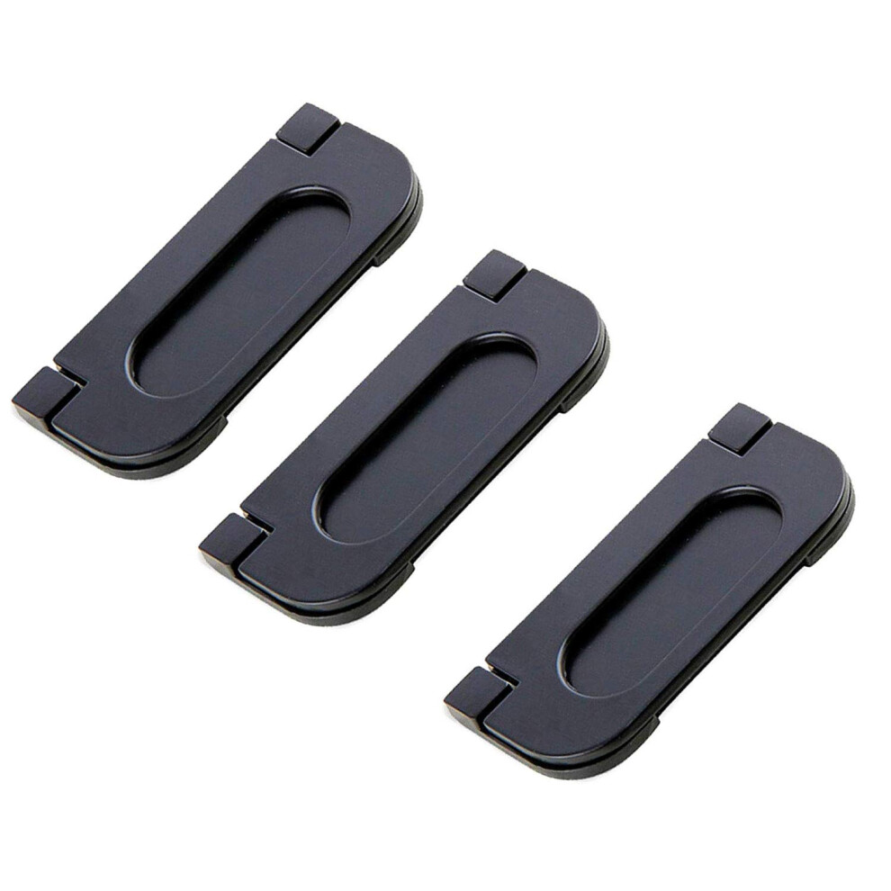 Xmhf 7.5Cm/3'' Recessed Type Furniture Wardrobe Drawer Pull Handle Flat Black Cabinet Flush Ring Pull Rectangle Pack Of 3 7703232796064