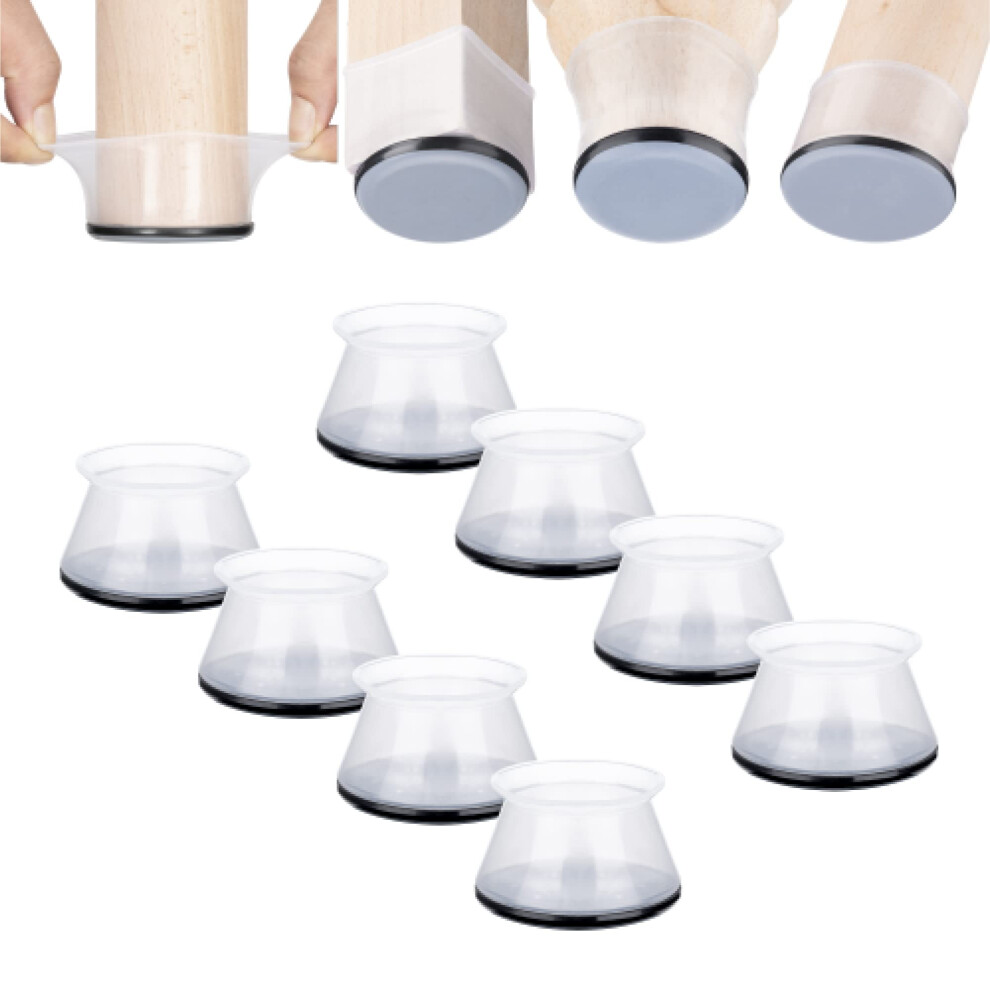 Aneaseit Chair Leg Sliders for Carpet - 8 pcs Clear - Silicone Heavy Duty Furniture Movers w/PTFE Bottom - Table Feet Covers Pads Protectors for Smoot-image-OPC-PGFWZSQ-NEW