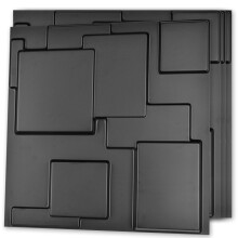 Art3d 19,7"""" x 19,7"" (12 db-os csomag) City, fekete fali panel