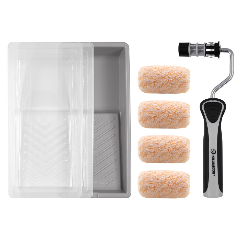 Rollingdog 2 Inch Mini Roller Set - Microfiber Jumbo Mini Roller Small Paint Roller Tray With Liners 6975284274482