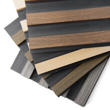 Art3d 4-pack 6 x 6 inch WPC houten lattenwandpaneel voor binnenmuurdecoratie 3D houtgecanneleerde akoestische wandpanelen voor woonkamer, slaapkamer,