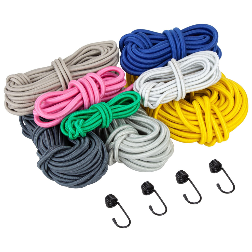 Cartman 1/4 Marine Grade Elastic Cord Crafting Stretch String 100Ft With 4 Hooks For Camping Kayak Deck Crafting Khaki Color 6943536324797