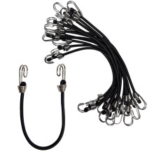 YELIER Mini-Bungee-Seile mit Haken. (12 Stck, schwarz, 25,4 cm), kleine Bungee-Seile mit Haken, vielseitiges Bungee-Seil-Set fr den Auenbereich.