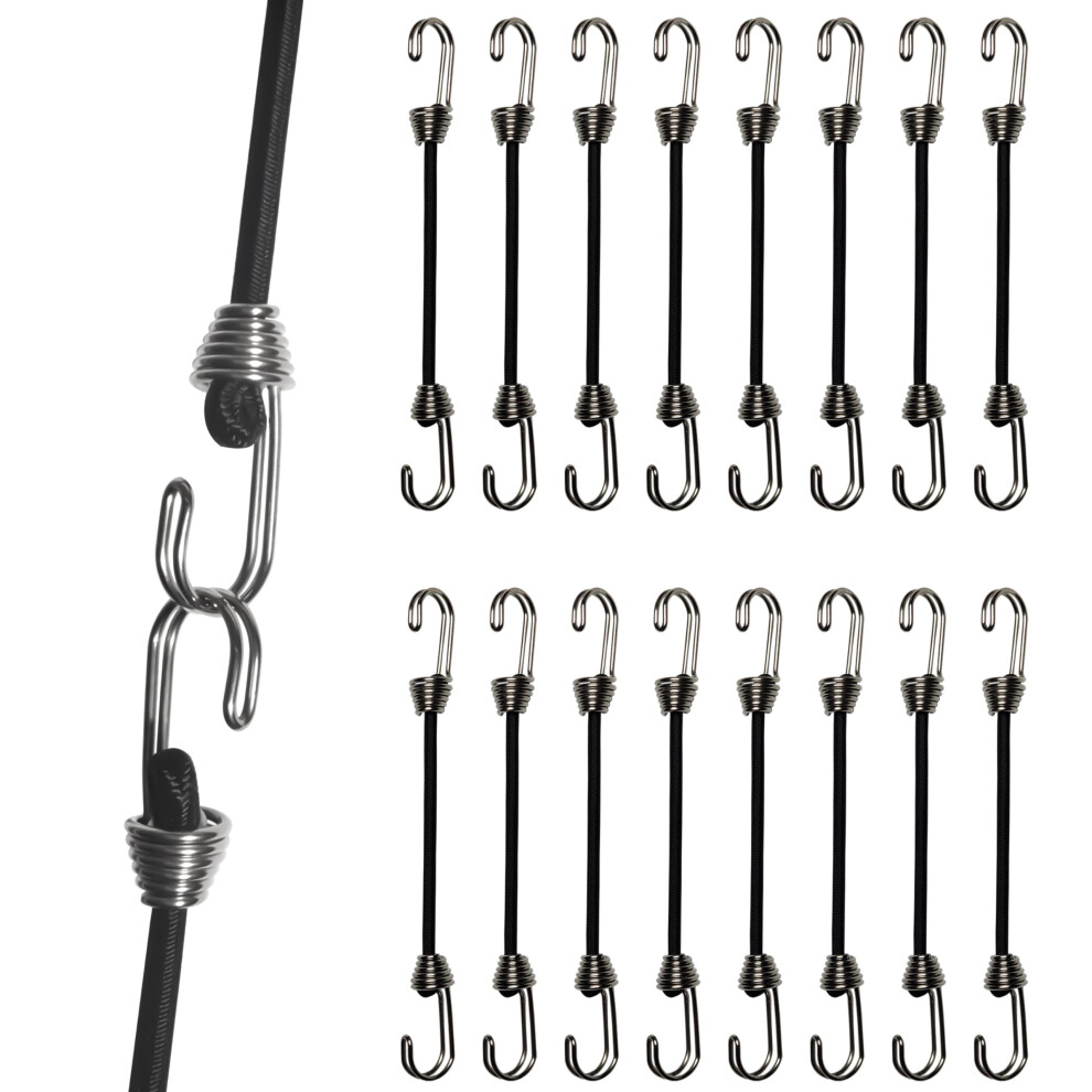 Yelier Mini Bungee Cords With Hooks. Small Bungee Cords With Hooks Versatile Outdoor Bungee Cord Set. (16 Black 8"""") 6976330761055