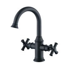 Derengge Matte Black Bathroom Sink Faucet 2 Handle Single Hole Vanity Bathroom Faucet Swivel 360 Degree Spout Faucet with Water Supply Line BTF-2018-