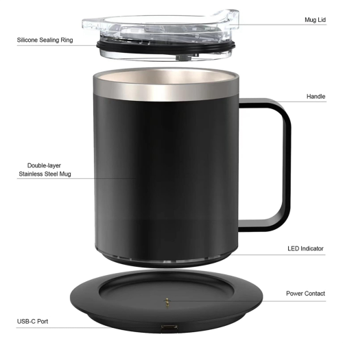 Self-Heating Coffee Cup Double Layer 304 Stainless Steel with Cup 1