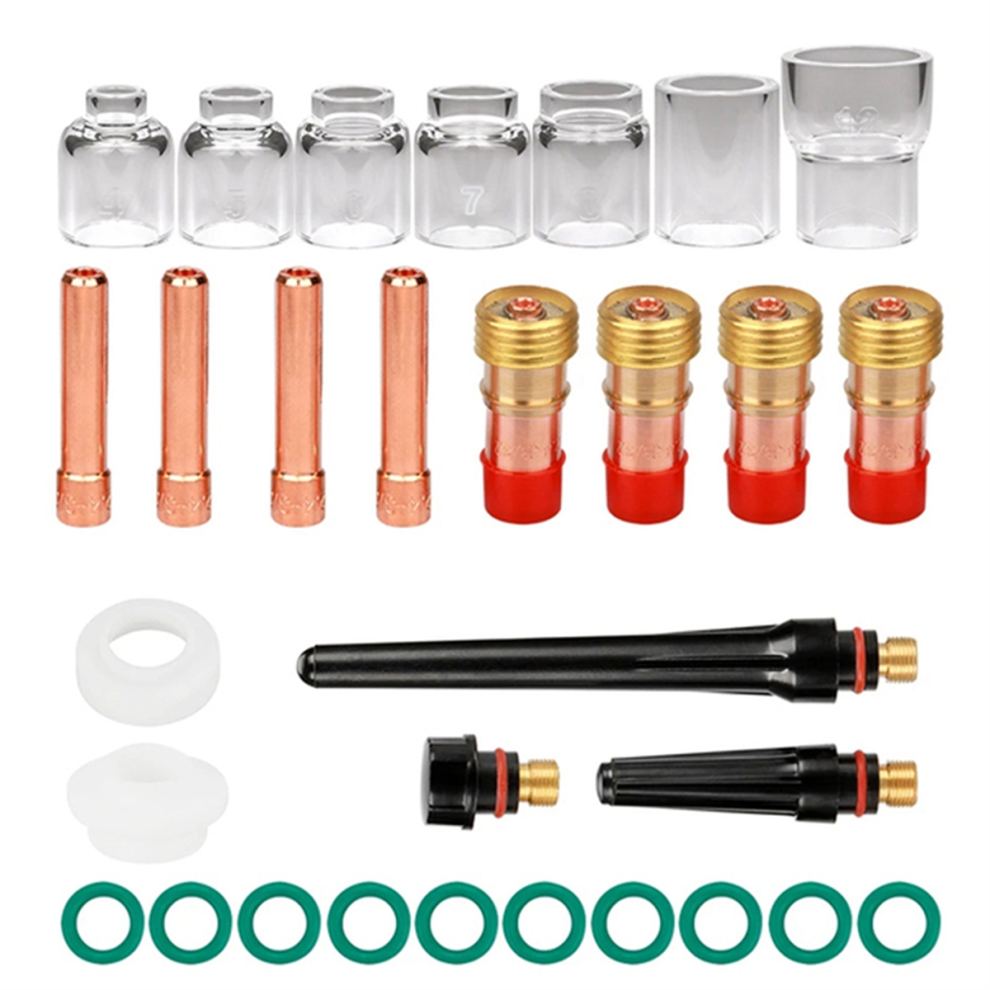 Kit de 30 accessoires pour chalumeau de soudage TIG, lentilles à gaz courtes de 2,4 mm