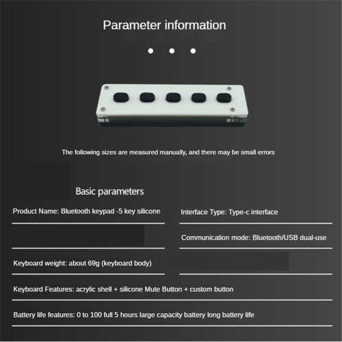Silent Silicone Bluetooth Custom Programming Macro Keyboard 5-Keys 2