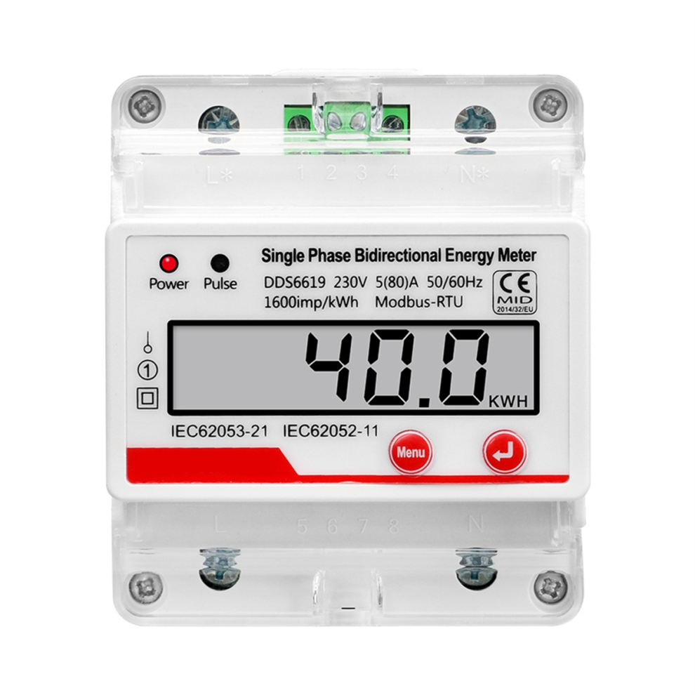 Ac 230V 4P Single Phase Bidirectional Electricity Energy Meter 4851108252145