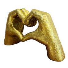 Heart Hands Sculpture,Gold Living Room Decor,ModernLove Statue Finger