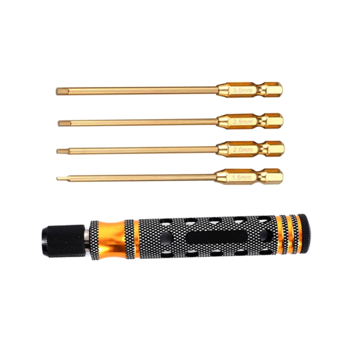 Εξάγωνο σετ κατσαβιδιών 1.5,2.0,2.5, 3.0mm Γρήγορη αλλαγή Εξαγωνικό κλειδί, Χρυσό